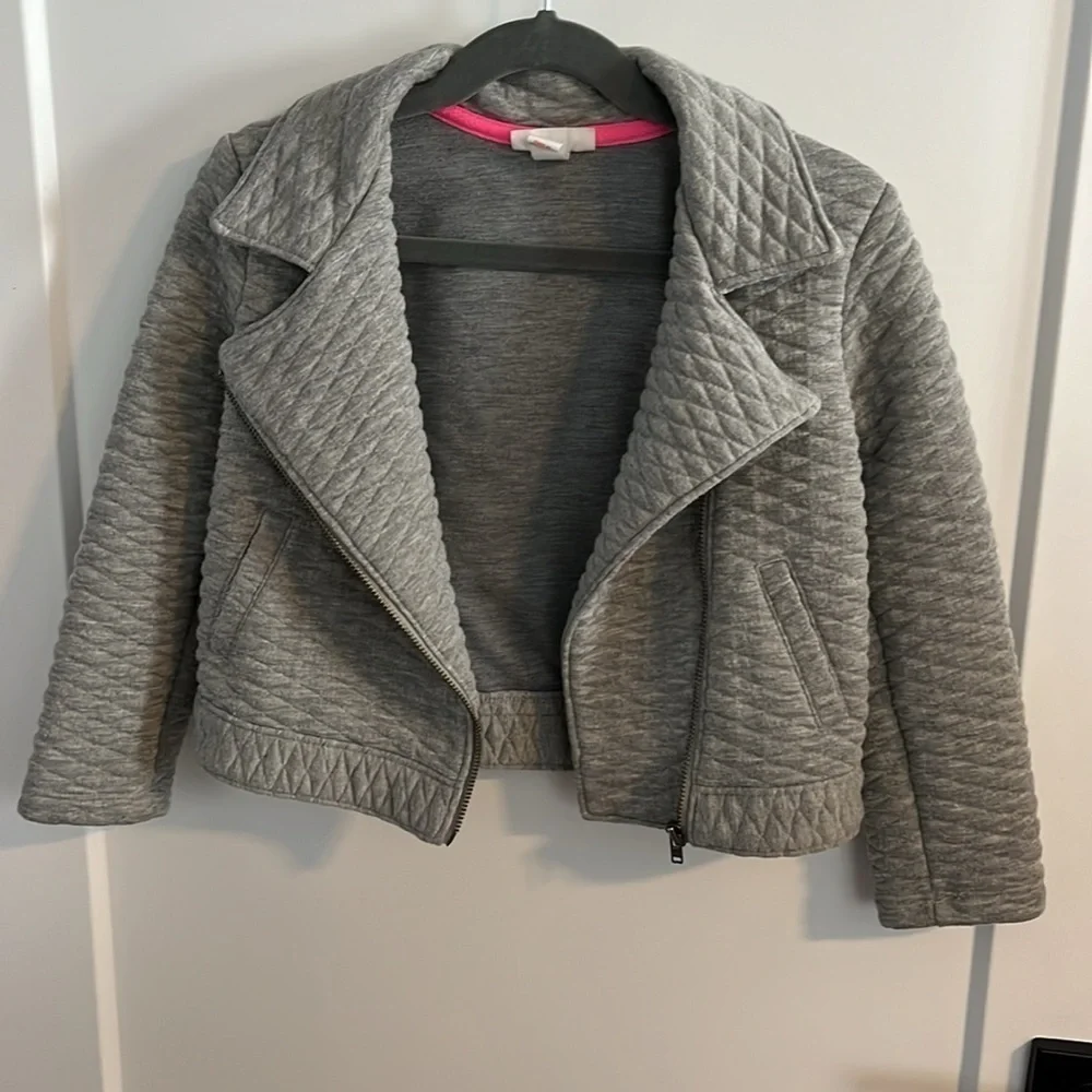 Gray Quilted Stretch Moto Jacket 5 T